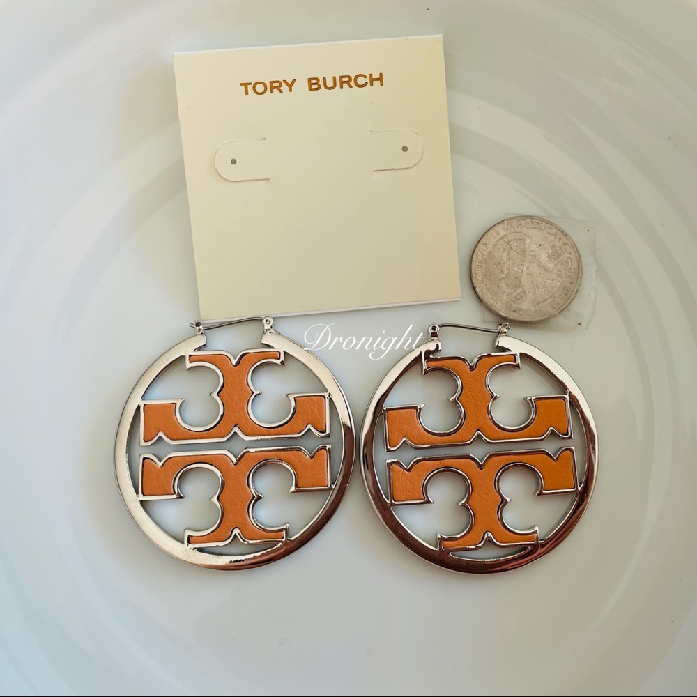 SOLD Tory Burch Miller Logo Hoop Earrings